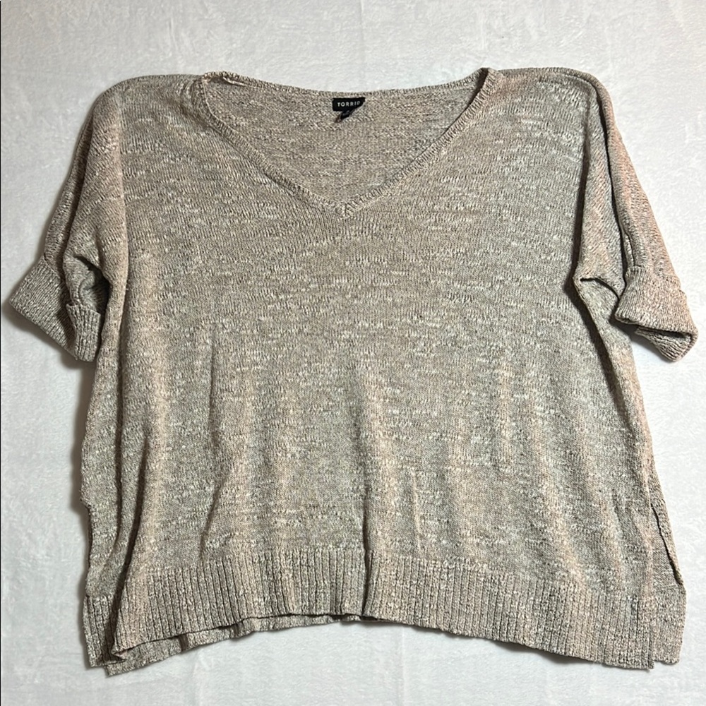 Torrid Beige V-Neck Sweater - Picture 10 of 12